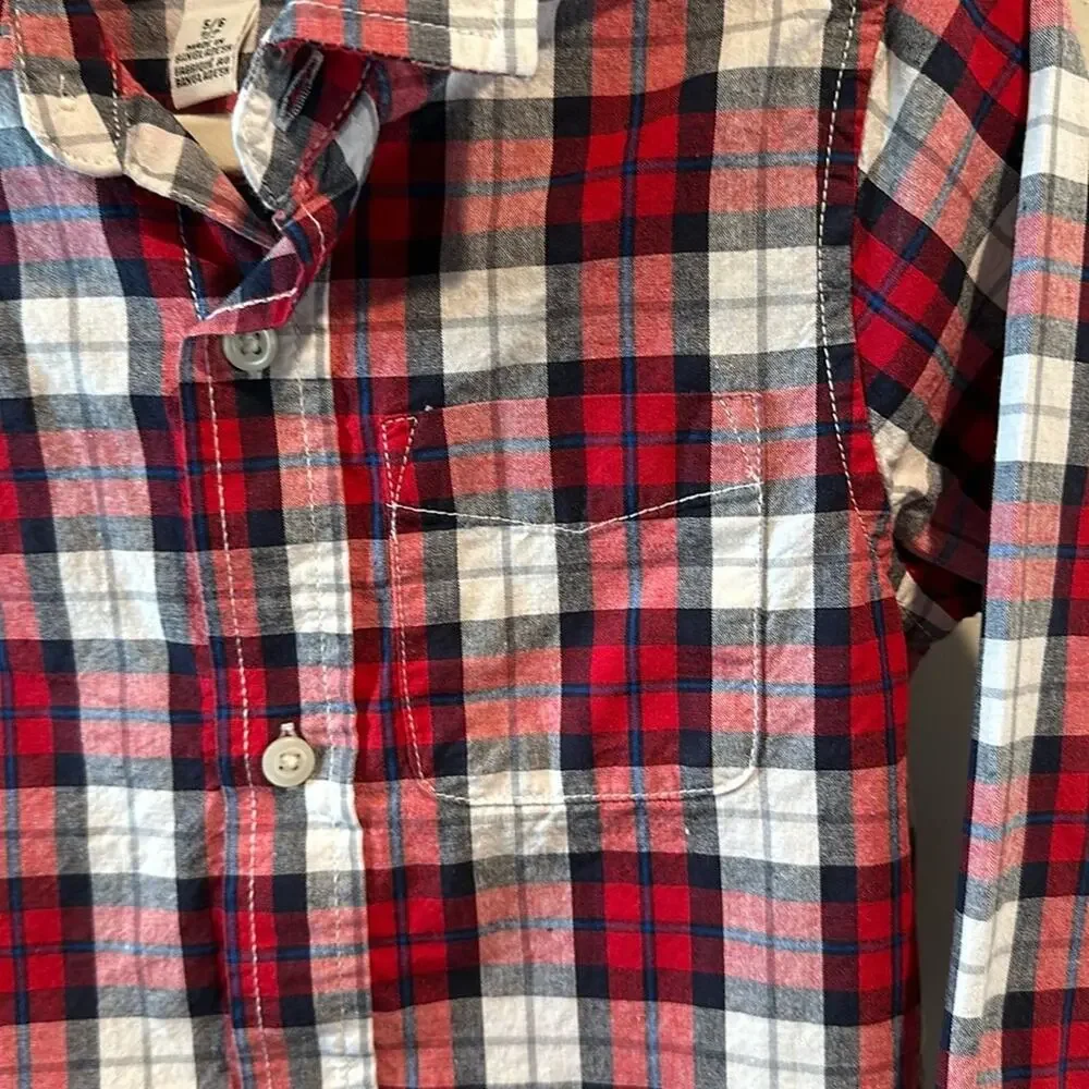 The Children’s Place Boy’s Small Red Plaid‎ Poplin Button Down Shirt